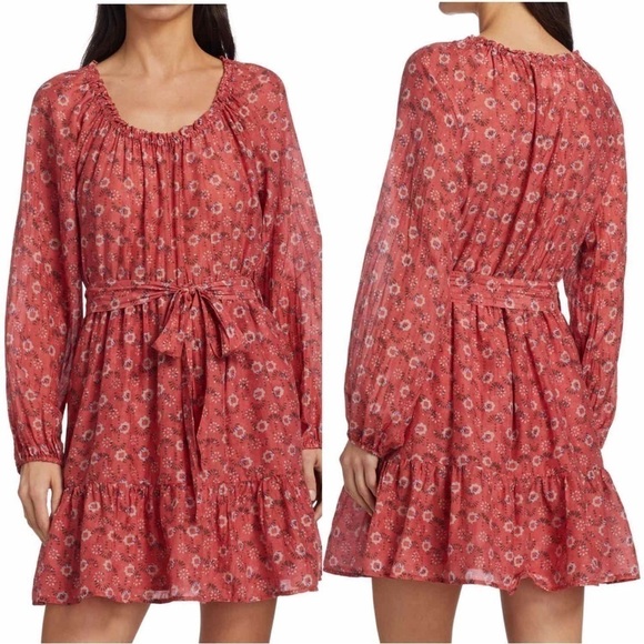 Xirena Jia Floral Print Mini Dress Size Large Coral Blush - Picture 5 of 14